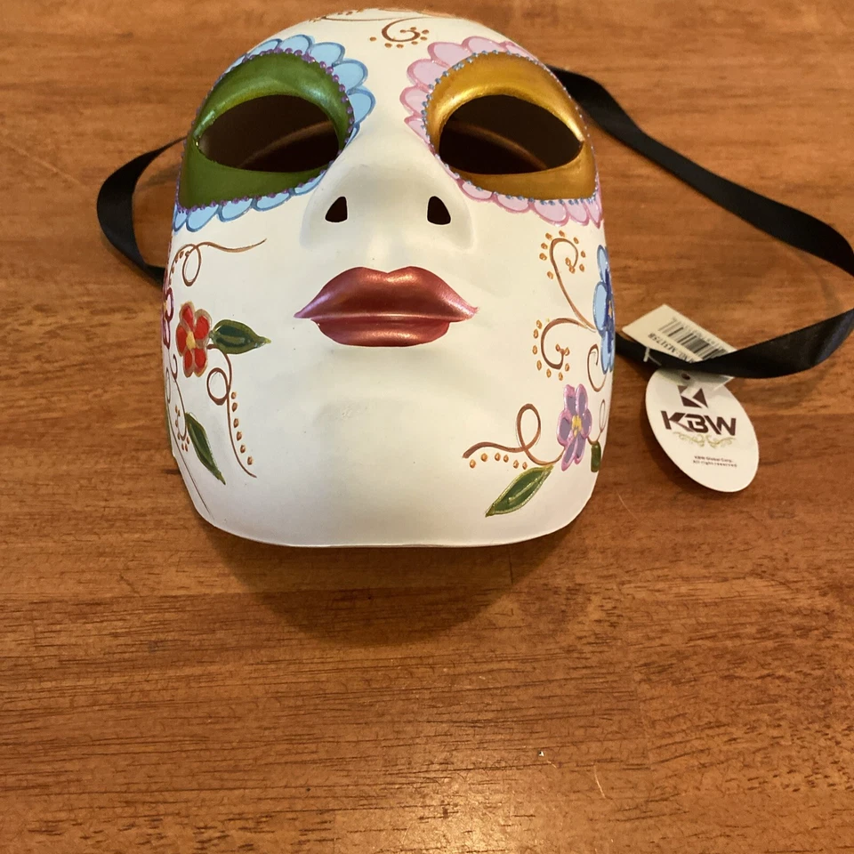 NUEVO DÍA DE LOS MUERTOS MÁSCARA FACIAL COMPLETA ETIQUETAS HALLOWEEN FLORES BLANCAS MASCARADA Foto 4 de 4