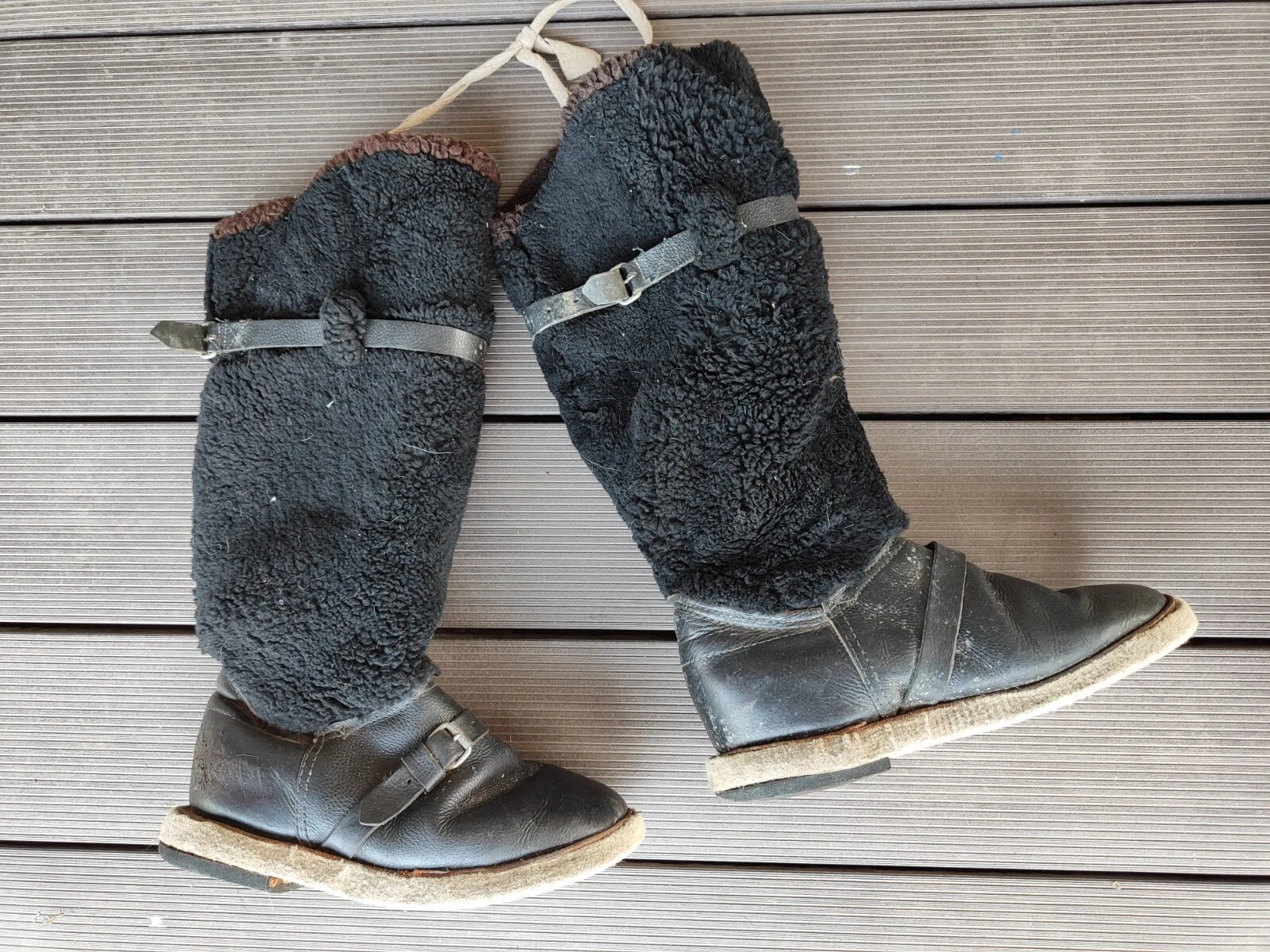 Winter Soviet leather boots Northern Pilot natural fur Унты Original USSR 1986