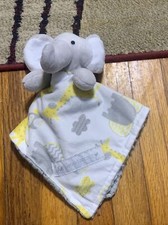 PETITE L'AMOUR Elephant Baby Security Blanket Lovey Giraffe Safari Yellow Gray