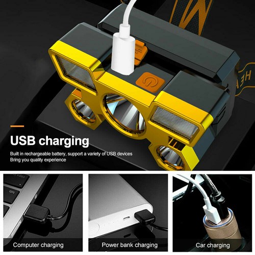 750000LM superhelle LED Zoom Scheinwerfer USB wiederaufladbarer Scheinwerfer Kopf Taschenlampe USA - Bild 6 von 12