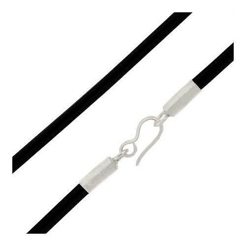 Silver GENUINE BLACK LEATHER CORD Chain 