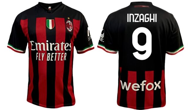 Maglia Inzaghi Milan 2023 ufficiale adulto ragazzo bambino AC Pippo Bomber 9