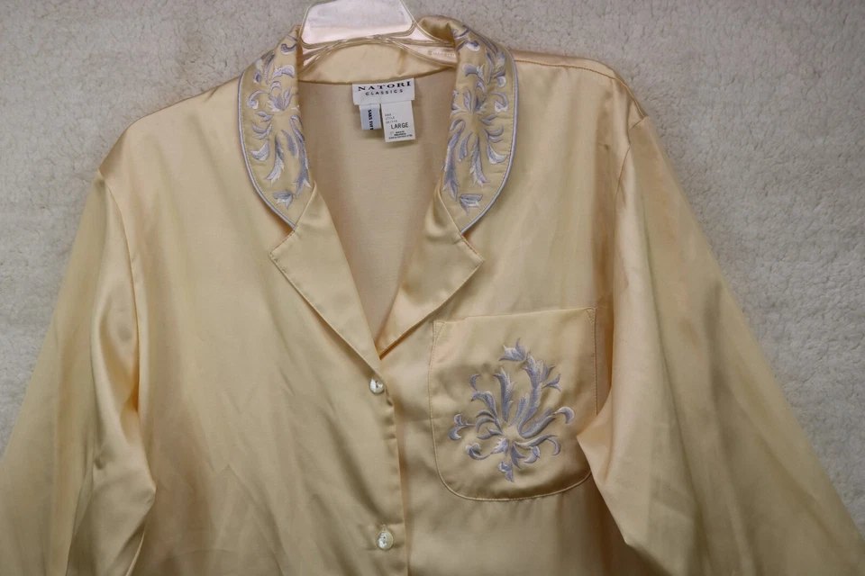 Camisa de noche Natori Classics Saks Fifth Ave. dorada con botones para mujer - grande Foto 2 de 4