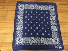 Vintage Blue Paisley BANDANA RN13960 Western Hanky 19x22 USA Crafted With Pride