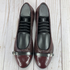 AGL Attilio Giusti Leombruni Ballet Flat Shoes Cap Toe Burgundy Womens Size 38.5