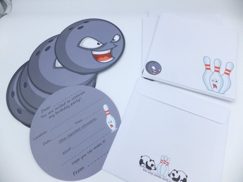 Bowling Ball Game Sport Invitation Birthday Party Cards 12 Cards & Envelopes