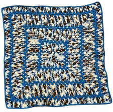 Blue brown white boy Granny HandMADE crocheT baby blanket/lap afghan SHOWER GIFT
