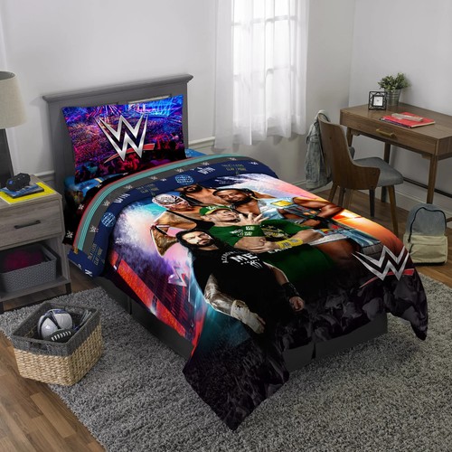 WWE Wrestling Twin Bedding Set for Kids, Comforter and Sheets
