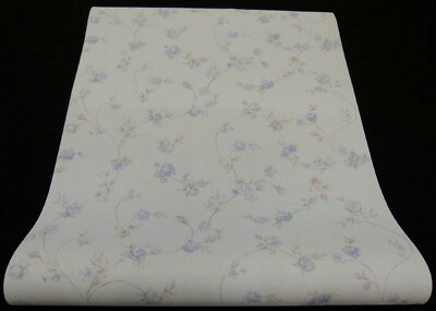 5824-08-) edle Vliestapete ''Vie en rose'' geblümt weiss beige hellblau