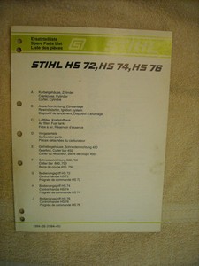 Details About Geniune Stihl Hs 72 74 Hs 76 Hedgetrimmer Parts Manual