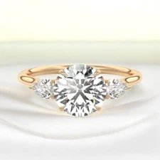 Yellow Gold Diamond Ring 14k Lab Grown Round 2.30 Carat IGI Certified Size 6 7 8