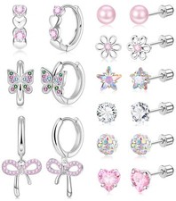 Surgical Stainless Steel Hypoallergenic Hoop Stud Earrings for Girls Women Sc...