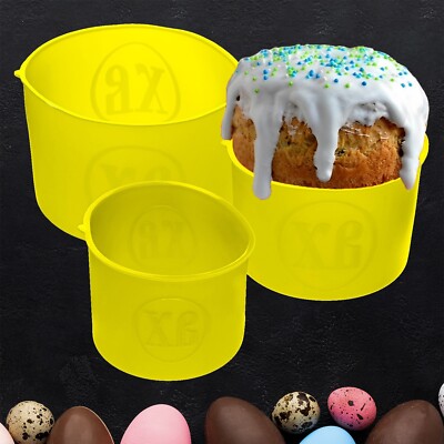 Set 3 Yellow Silicone Mold for Baking Orthodox Easter Cake Paskha Form Dish