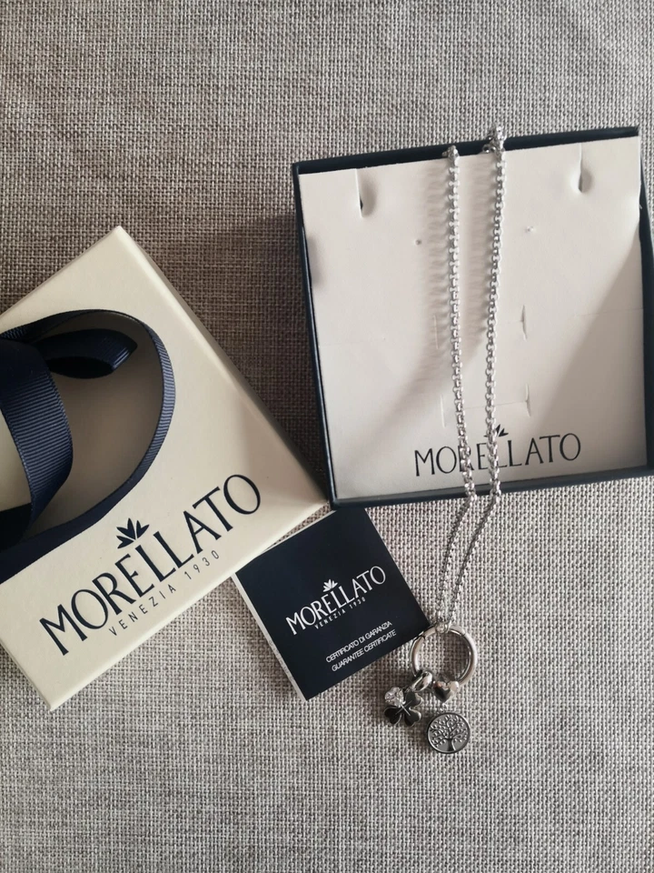 Collana Morellato Drops, mai indossata, acciaio e cristalli, con due Charm - Immagine 3 di 4