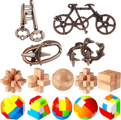 Syhood 14 Pcs Brain Teaser for Adults Metal Puzzles 3D Steel Puzzle for... 