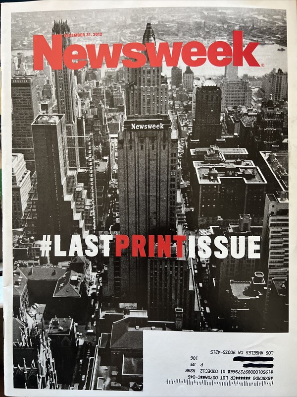 NEWSWEEK,  "The LAST PRINT ISSUE" 12/31/12 - NEW/MINT & Ships FREE
