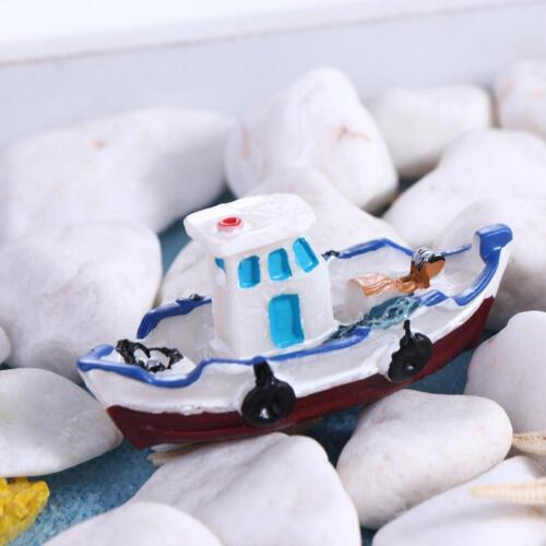 Aquarium Fishing Boat Yacht Boat Boat Model Tabletop Ornaments Fishing Ship Toy - Foto 1 di 12
