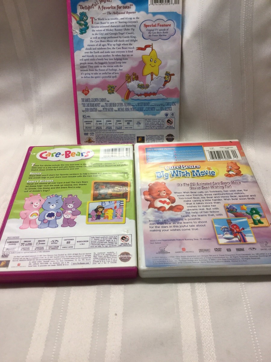 CARE BEARS DVDs - Lot of 3 - Grizzle-ly Adventures - Big Wish
