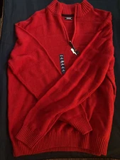 Mens Izod Long Sleeve  1/4 zip Sweater SIZE Med Red + Chaps Sweater SIZE Med Red