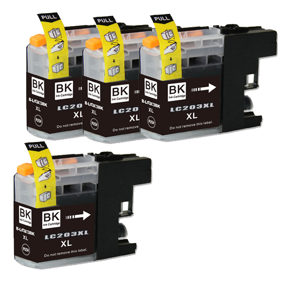 4 PK Black Replacement Ink for Brother LC203 LC201 MFC J460DW J480DW
