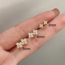 3mm-5mm Crystal Flower Earrings Stud 18ct Glod Plated Women Girls Jewellery Gift