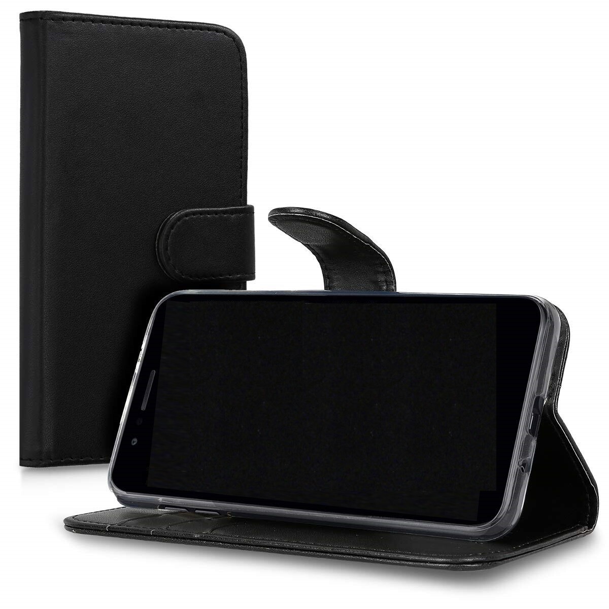 Cover A Libro Con Finestra E Supporto Per Vivo Y72 5G - Custodia Flip In TPU Trasparente, Chiusura Magnetica, Nera, Spedizione Dalla Spagna