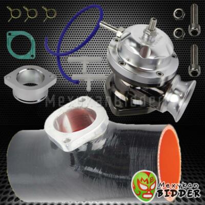 Black 3'' BOV Flange Coupler + Billet Aluminum Type-RS Turbo Blow Off Valve Chro