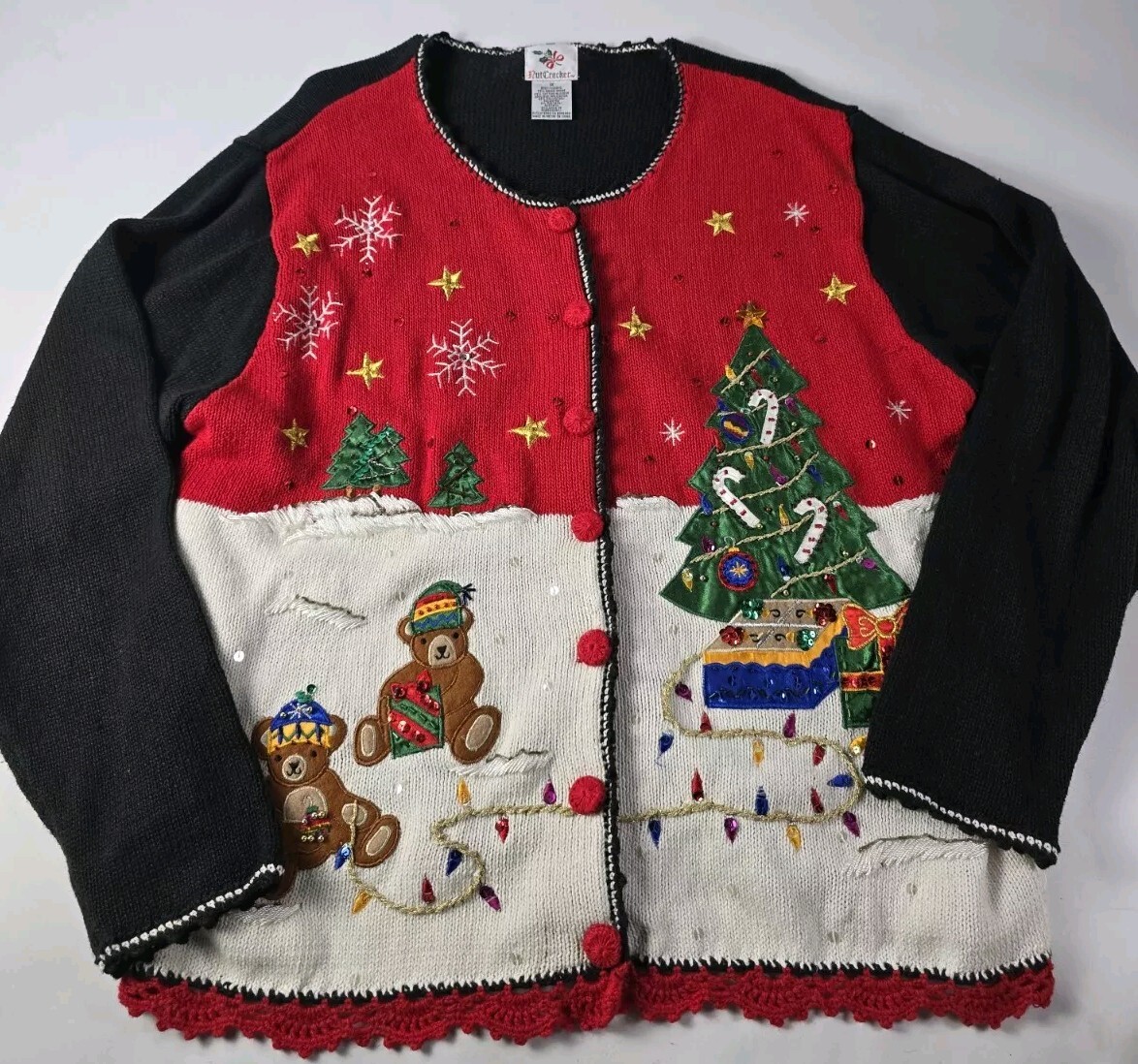 Nutcracker Christmas Tree Sweater Women's Sz 1X Large Vintage
