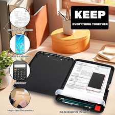 Heavy Duty Plastic Storage Clipboard with Pen Holder Side-Opening School Office