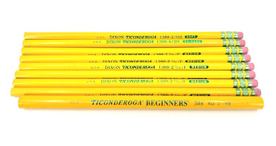 Vintage Dixon Ticonderoga 1388 MIXED Soft Medium Ex-Hard Pencils LOT of 9