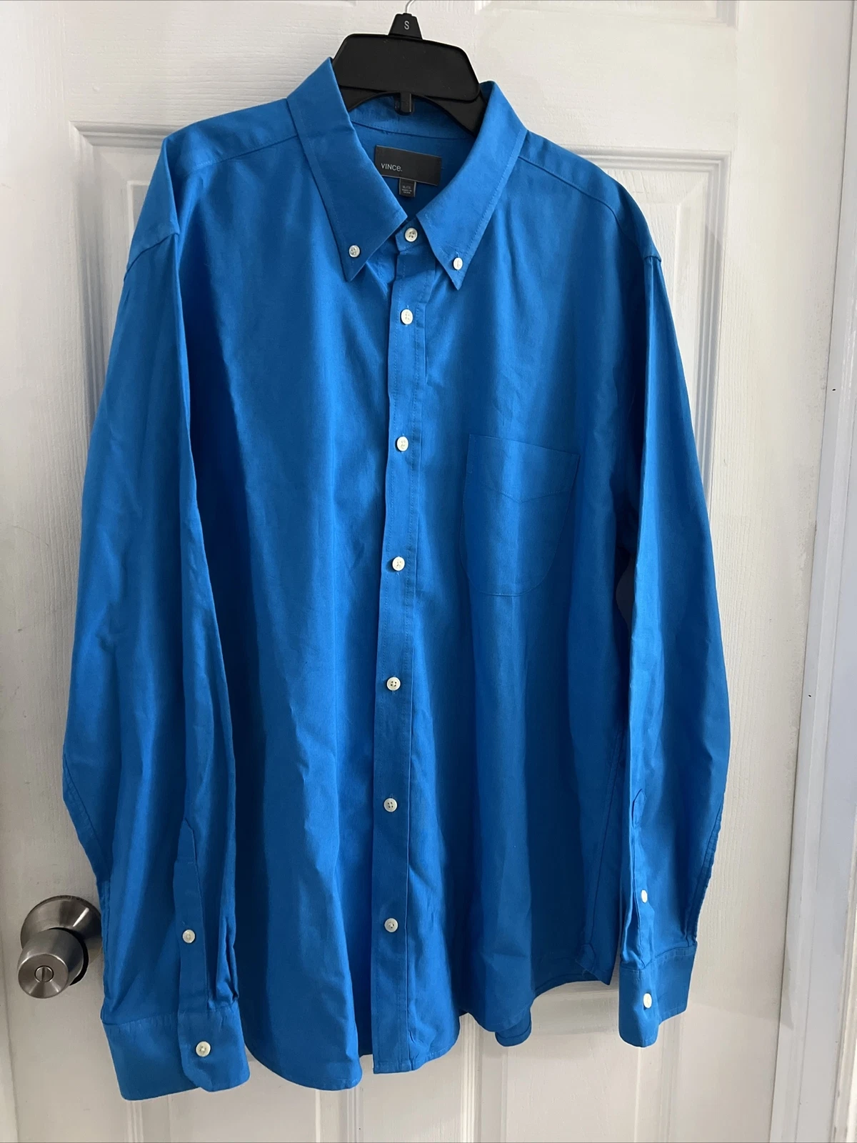 Vince Button Down Shirt Men’s Size XL Bright Blue Long Sleeve Cotton