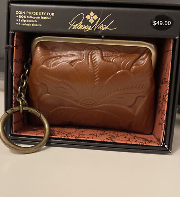 Patricia Nash Cognac Florence Kiss Lock Coin Purse Kiss-lock Closure
