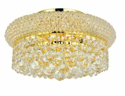 Crystal Flush Mount Chandelier Bedroom Bathroom Hallway Gold 4 Light Fixture 12''