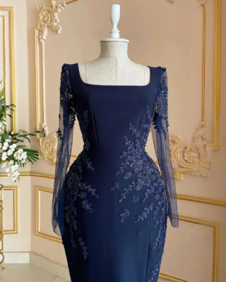 Plus Size Navy Blue Mermaid Prom Dresses Lace Beaded Satin Evening Formal | eBay Plus Size Navy Blue Mermaid Prom Dresses Lace Beaded Satin Evening Formal | eBay