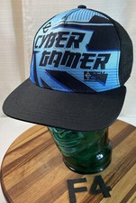 YOUTH BOYS CYBER GAMER HAT BLACK/BLUE SNAPBACK ADJUSTABLE VGC F4
