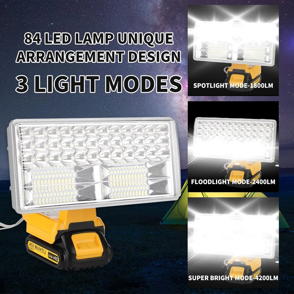 Taschenlampe für Dewalt Akku 4200LM Schnurloses LED-Arbeitslicht für Baustellen - Bild 3 von 4