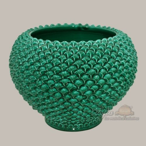 Caltagirone Half Pineapple Ceramic Vase Holder Green Cachepot Vase-