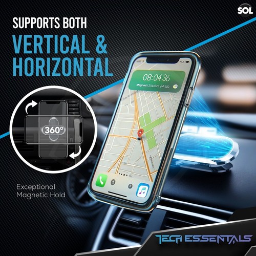 Support de téléphone portable magnétique universel dans la voiture tableau de bord monture de tableau de bord rotatif 360° - Photo 6/6