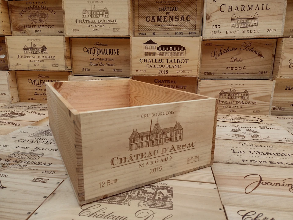 Wooden Wine Box Crate, 6 or 12 Bottle size. French Storage Planter Hamper - Image 3 of 4