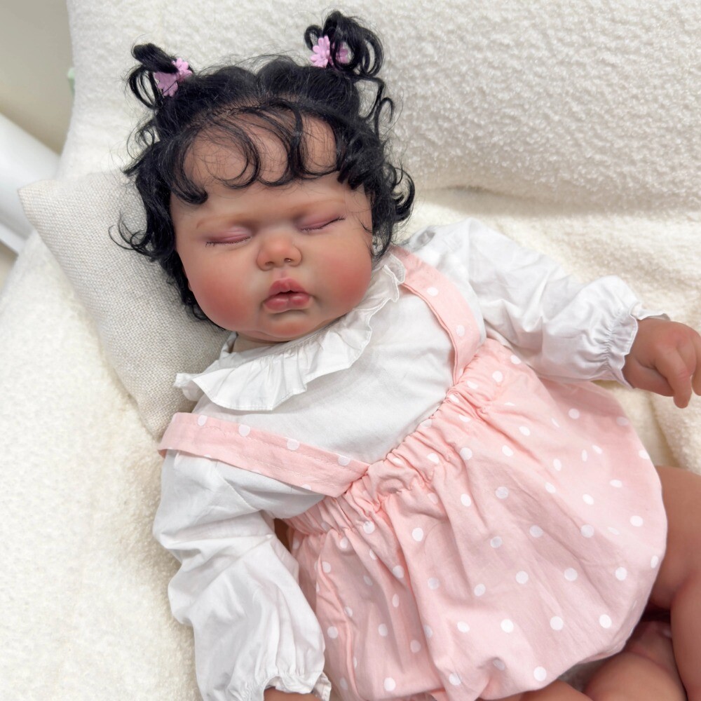 24In Lifelike Pickle Reborn Dolls Dark Skin Toddler Girl Rooted