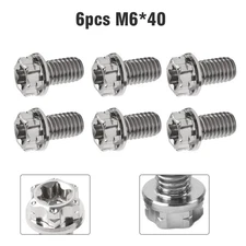 6pcs  Bolts Torx Head Flange Screws M6x40mm For Motorcycle Bike Silver