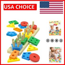 Montessori Wooden Shape Sorter - 20-Piece Educational Toy for Toddlers Ages 1-3