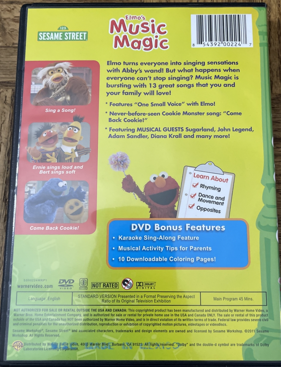Sesame Street Elmos Music Magic DVD-Rare Vintage-SHIPS N 24