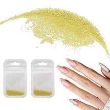 2pcs Nail Art Beads 0.02" Mini Metal Caviar Nails Beads Ball with Bag Gold