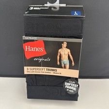 Hanes Ultimate Originals Supersoft Trunks - 3 Pack - Black - Large - New