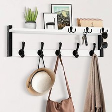 4 in 1 Coat Rack Wall Mount with Shelf, Coat Hooks 25.2" Entryway Coat Hanger...