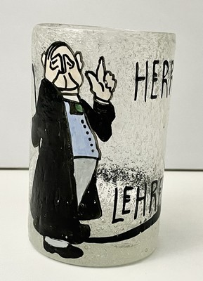 VTG 1910s German Ludwig Hohlwein ''HERR LEHRER'' Bubble Glass Hand Painted RARE