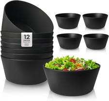 Teivio 12-Piece Wheat Straw Bowls Sets, Plastic Kitchen 22oz Cereal Bowls Set of