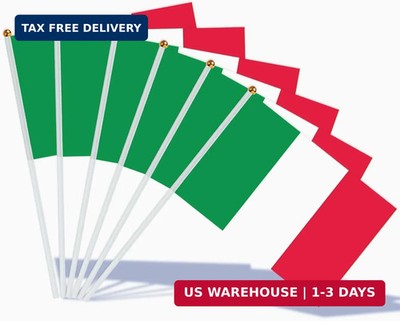 AhfuLife Italy Hand Held Flag for Republic Day Decoration, 15pcs Italy Stick Fla