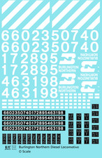 K4 O Scale Decals Burlington Northern Diesel Locomotive White